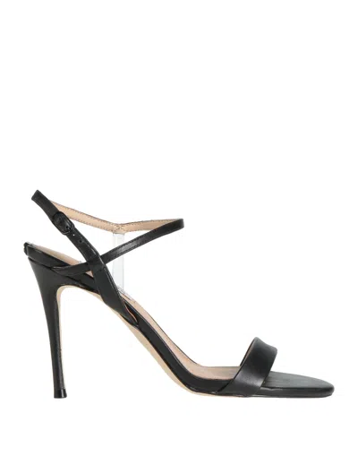 Guess Woman Sandals Black Size 11 Soft Leather