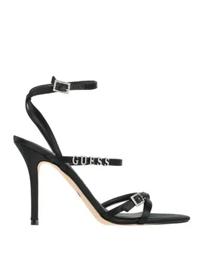 Guess Woman Sandals Black Size 11 Textile Fibers