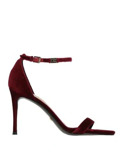 Guess Woman Sandals Burgundy Size 8 Textile Fibers In Red