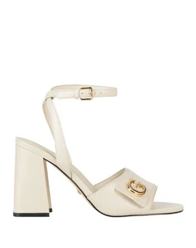 Guess Woman Sandals Cream Size 7 Leather In White