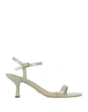 Guess Woman Sandals Light Green Size 10 Leather In Green