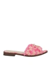 Guess Woman Sandals Magenta Size 7 Textile Fibers In Animal Print