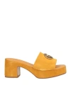 Guess Woman Sandals Marigold Size 8 Leather In Yellow