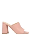 Guess Woman Sandals Pink Size 11 Leather In Pink