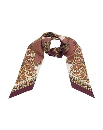 Guess Woman Scarf Brown Size - Silk