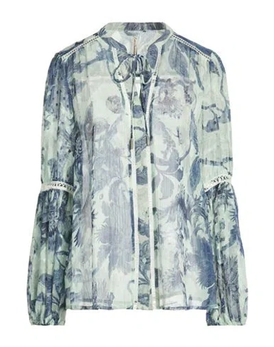 Guess Woman Shirt Blue Size M Polyester In Multi