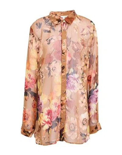 Guess Woman Shirt Brown Size Xl Polyester