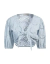 Guess Woman Shirt Sky Blue Size S Cotton