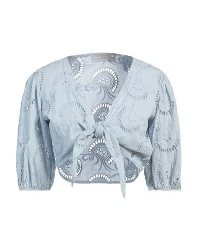 Guess Woman Shirt Sky Blue Size S Cotton In Blue