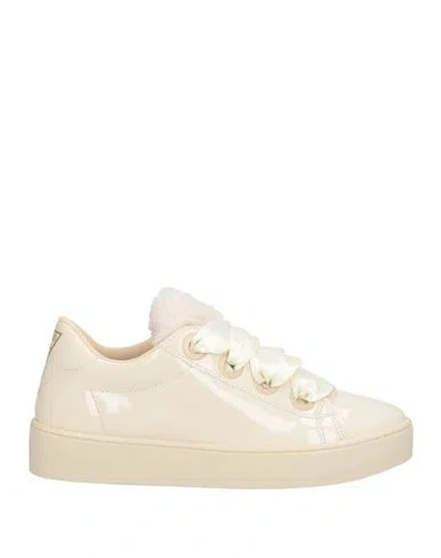 Guess Woman Sneakers Beige Size 6 Textile Fibers