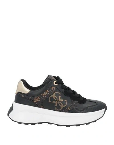 Guess Woman Sneakers Black Size 5 Textile Fibers