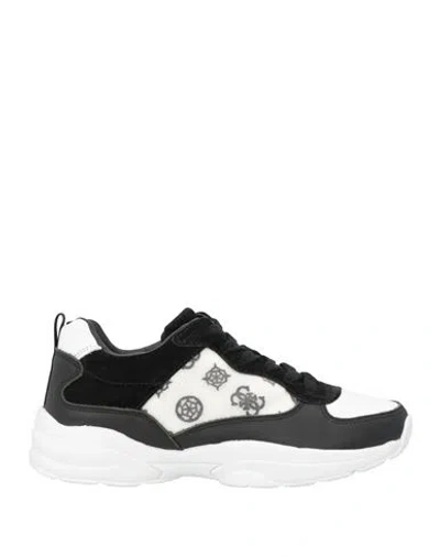 Guess Woman Sneakers Black Size 7 Leather, Textile Fibers