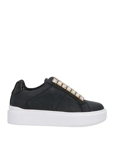 Guess Woman Sneakers Black Size 8 Textile Fibers