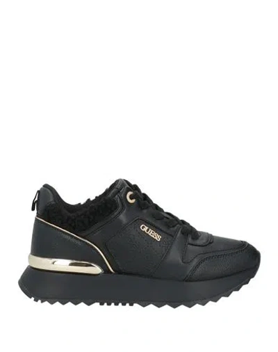Guess Woman Sneakers Black Size 8 Textile Fibers, Synthetisches Material