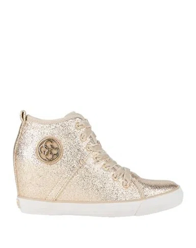 Guess Woman Sneakers Gold Size 10 Leather, Textile Fibers, Synthetisches Material In Multi