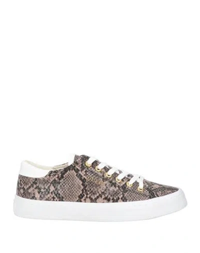 Guess Woman Sneakers Light Brown Size 11 Textile Fibers In Beige