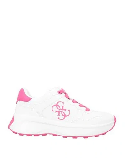 Guess Woman Sneakers White Size 7 Synthetisches Material In Pink