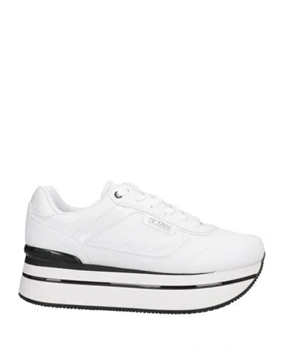 Guess Woman Sneakers White Size 7 Textile Fibers In Multi