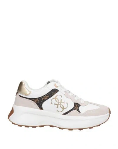 Guess Woman Sneakers White Size 8 Leather In Neutral