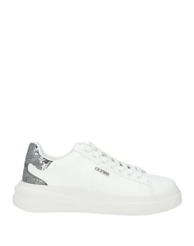 Guess Woman Sneakers White Size 9 Leather, Textile Fibers