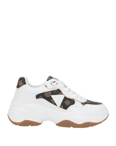 Guess Woman Sneakers White Size 9 Synthetic Fibers
