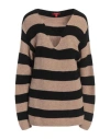 Guess Woman Sweater Camel Size Xl Acrylic, Polyamide, Elastane