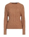 Guess Woman Sweater Camel Size Xl Polyamide, Acrylic, Wool In Beige