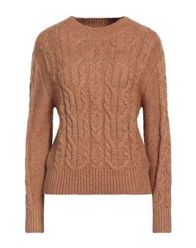 Guess Woman Sweater Camel Size Xl Polyamide, Acrylic, Wool In Beige