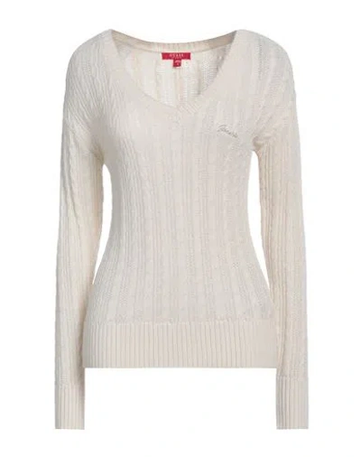 Guess Woman Sweater Ivory Size L Acrylic, Nylon In White