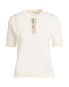 Guess Woman Sweater Ivory Size L Ecovero Viscose, Polyester In White