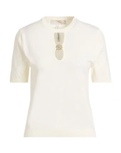 Guess Woman Sweater Ivory Size L Ecovero Viscose, Polyester In White