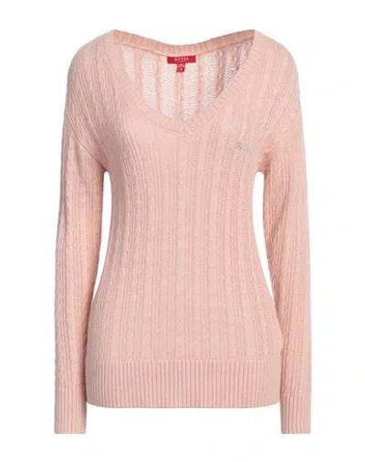 Guess Woman Sweater Pink Size L Acrylic, Nylon