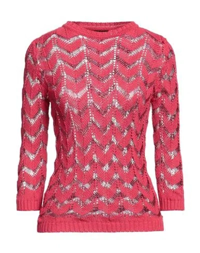 Guess Woman Sweater Red Size M Cotton, Acrylic, Viscose, Metallic Polyester
