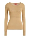 Guess Woman Sweater Sand Size L Viscose, Polyamide In Neutral