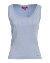 Guess Woman Sweater Sky Blue Size L Viscose, Polyester, Polyamide, Metallic Fiber In Blue