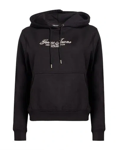 Guess Woman Sweatshirt Black Size S Cotton In Blue