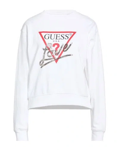 Guess Woman Sweatshirt White Size M Cotton, Polyester