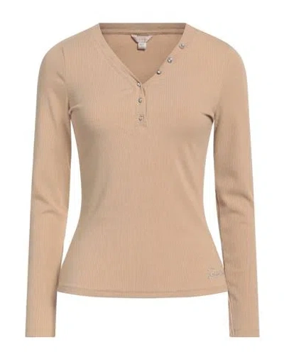 Guess Woman T-shirt Beige Size M Viscose, Elastane