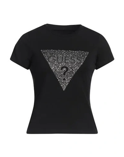 Guess Woman T-shirt Black Size S Cotton, Elastane