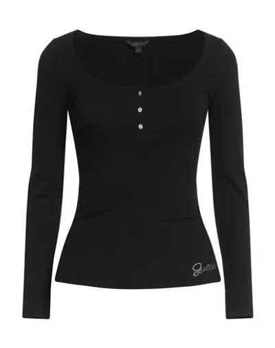Guess Woman T-shirt Black Size L Viscose, Lycra In Black