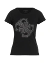 Guess Woman T-shirt Black Size S Cotton, Elastane
