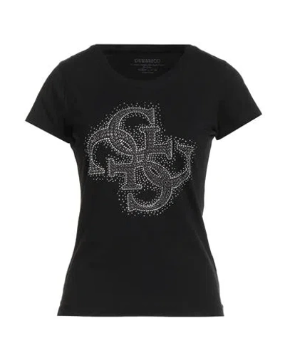 Guess Woman T-shirt Black Size S Cotton, Elastane