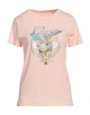 Guess Woman T-shirt Blush Size L Cotton In Pink