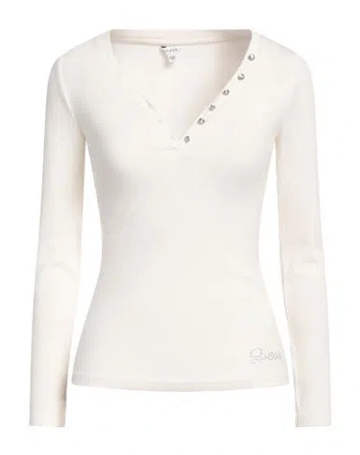 Guess Woman T-shirt Cream Size S Viscose, Elastane In White