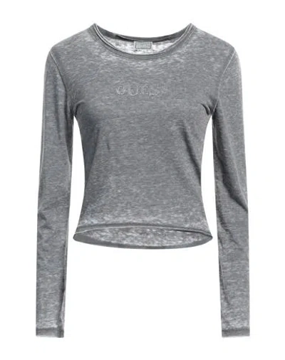 Guess Woman T-shirt Lead Size Xs Cotton, Polyester In Grey