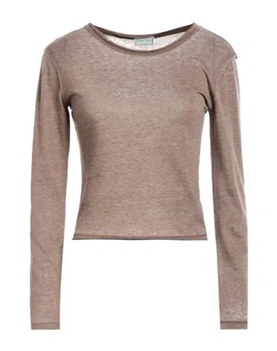 Guess Woman T-shirt Light Brown Size Xs Cotton, Polyester In Beige