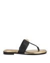 Guess Woman Thong Sandal Black Size 8 Leather In Black