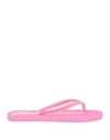 Guess Woman Thong Sandal Pink Size 6 Rubber