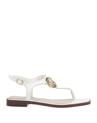 Guess Woman Thong Sandal White Size 5 Leather