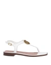 Guess Woman Thong Sandal White Size 8 Leather